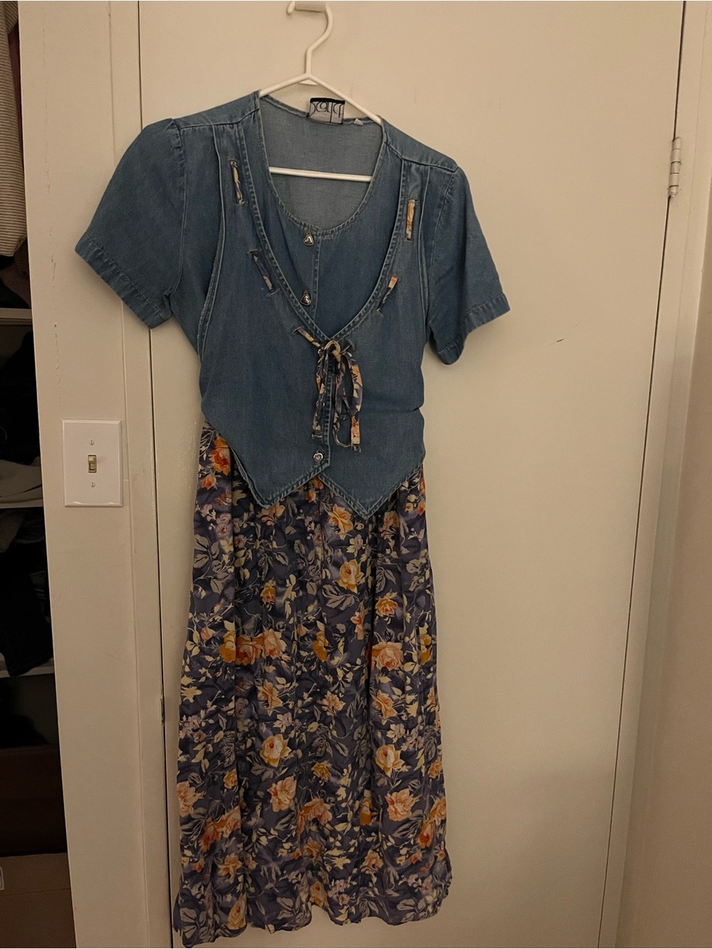 Vintage 90s Scarlet prairie style midi-dress